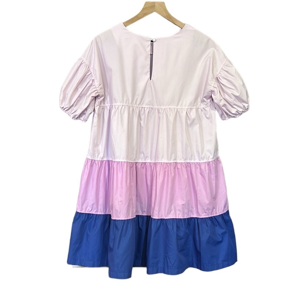 Aaron & Amber Tiered Colorblock Short Sleeve Babydoll Mini Dress Size Small - Picture 4 of 11